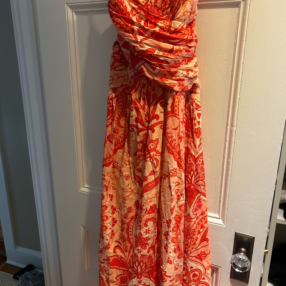 FARM Rio Orange and White Sundress for Wedding Guest